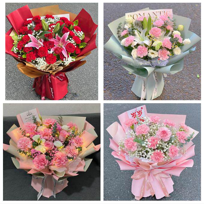 中卫市沙坡头区中宁县海原县同城鲜花店订38妇女节康乃馨百合花束