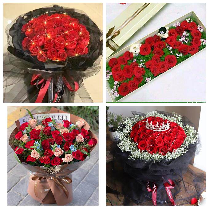 送昆明市宜良县石林县嵩明县同城鲜花店情人节表白送玫瑰花束礼盒