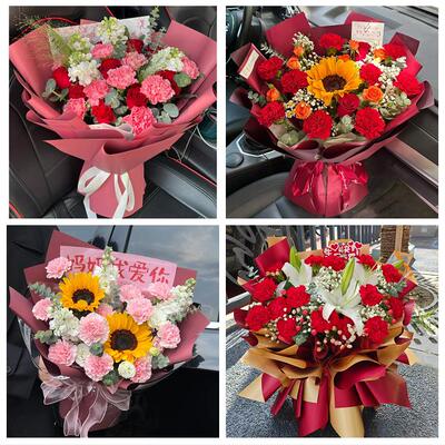 送平顶山市郏县舞钢市汝州市同城鲜花店订38妇女节康乃馨百合花束