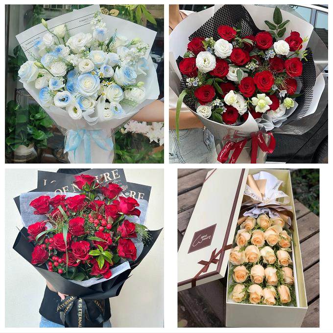 北京石景山区金顶街广宁五里坨同城鲜花店送女友生日圣诞玫瑰花束