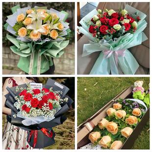 湖州吴兴南浔区德清长兴安吉同城鲜花店订38玫瑰女友老婆生日花束