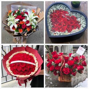 临沂市郯城沂水县兰陵县费县花店同城配送女友生日情人节玫瑰花束