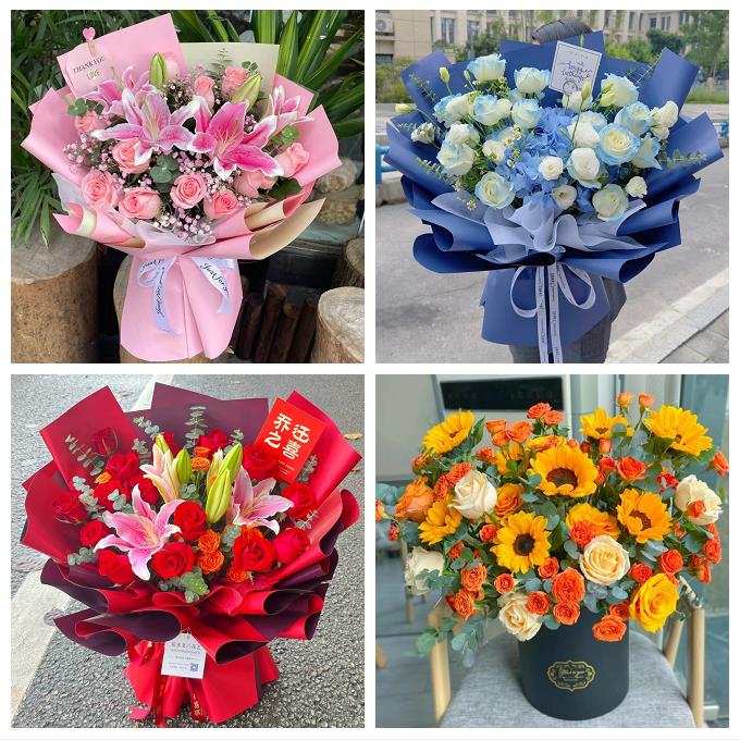 北京石景山区八宝山老山八角鲜花店同城送女朋友玫瑰混搭生日花束