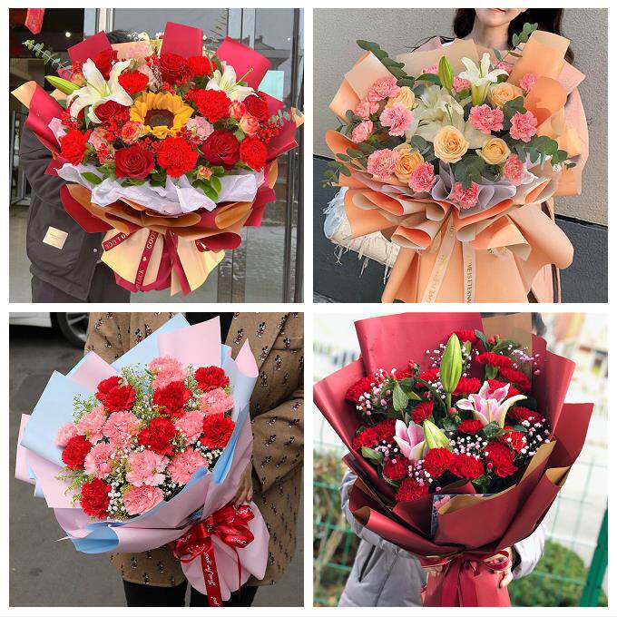 送上海市青浦区重固镇白鹤镇鲜花店订康乃馨百合花束同城配送长辈