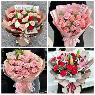 阿图什市喀什市莎车县和田市同城鲜花店送父母亲节康乃馨百合花束