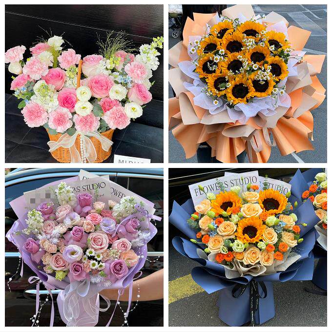 桂林市秀峰叠彩区象山七星区同城鲜花店订玫瑰向日葵混搭生日花束