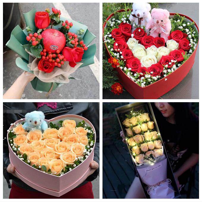 宁夏省吴忠市同心县青铜峡市鲜花店同城配送平安夜圣诞节玫瑰礼盒