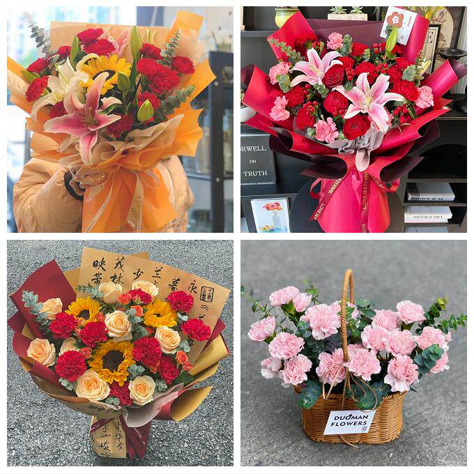 康乃馨百合玫瑰花束送长辈阳泉城区矿区郊区平定县盂县同城鲜花店