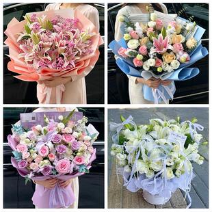 上海市浦东新区祝桥泥城宣桥鲜花店同城配送朋友生日玫瑰百合花束