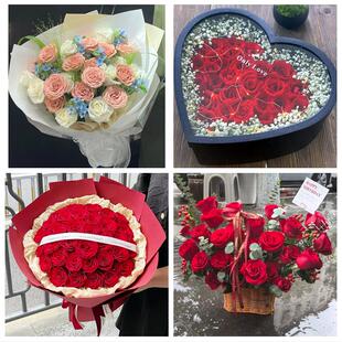 沈阳辽中区康平法库县新民市花店同城配送女友生日情人节玫瑰花束