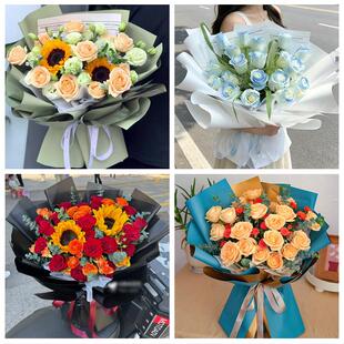 伊春市翠峦新青美溪金山屯区同城鲜花店父亲节向日葵花束男士生日