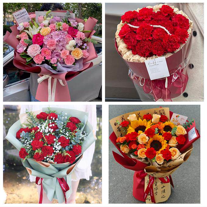 咸阳市泾阳县乾县礼泉永寿县同城鲜花店订38妇女节康乃馨百合花束