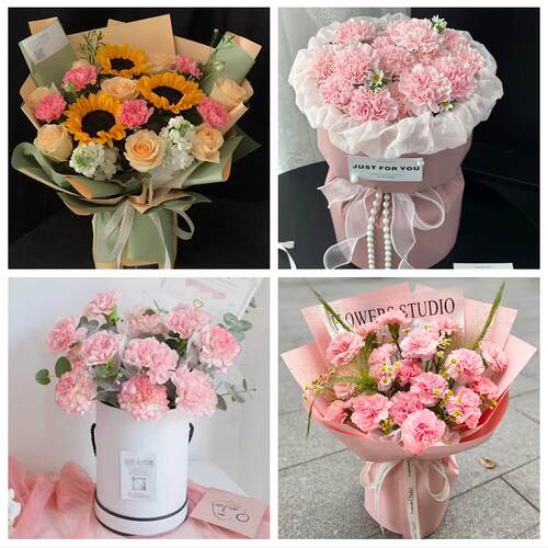 送松原市长岭县乾安县扶余市同城鲜花店38节送长辈女士康乃馨百合