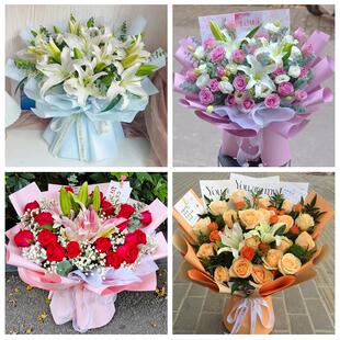 本溪市平山区溪湖明山南芬区鲜花店同城配送朋友生日玫瑰百合花束