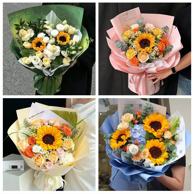 淄博市周村区桓台高青沂源县同城鲜花店成人礼高考向日葵玫瑰花束
