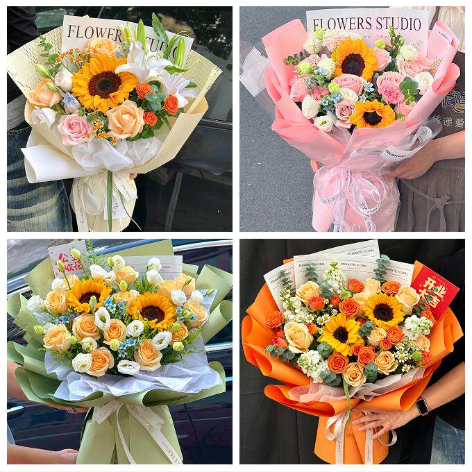 长春市南关宽城朝阳区二道区同城鲜花店成人礼高考向日葵玫瑰花束