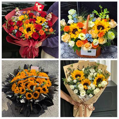 北京市昌平区城北南口马池口同城鲜花店成人礼高考向日葵玫瑰花束