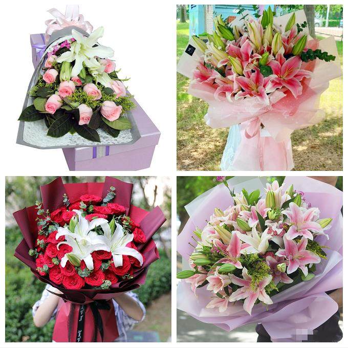 北京市石景山区鲁谷八宝山老山同城鲜花店送老婆玫瑰百合生日花束