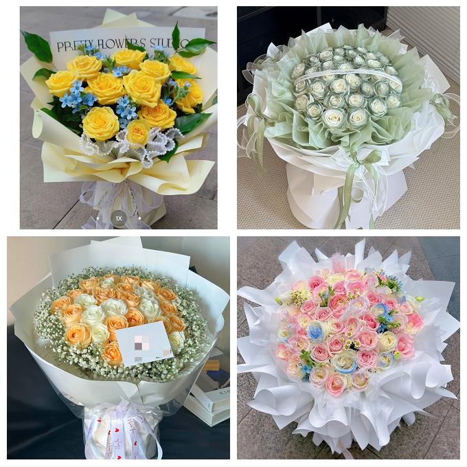 福州晋安区闽侯连江罗源闽清鲜花店卡布碎冰蓝紫玫瑰花束同城配送