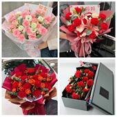送常州市武进区溧阳市金坛区同城鲜花店订38妇女节康乃馨百合花束