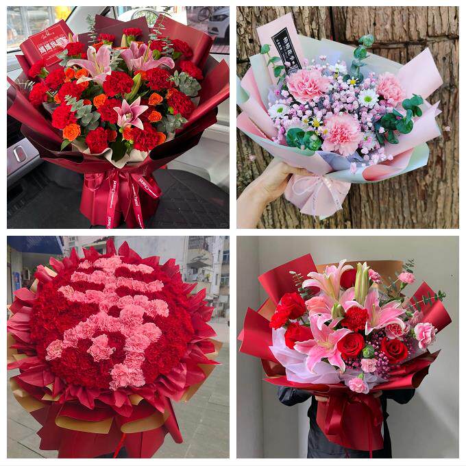 广州市白云黄埔区番禺花都区同城鲜花店38节送长辈女士康乃馨百合