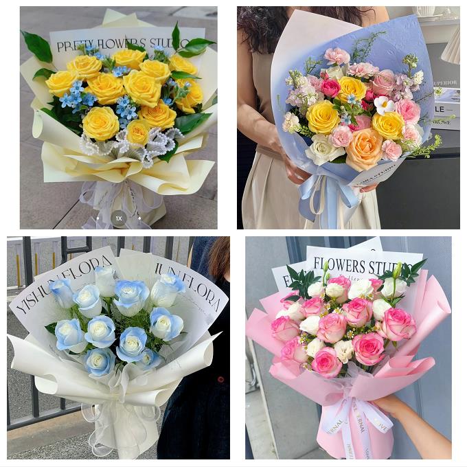 舟山市定海普陀区岱山嵊泗县鲜花店卡布碎冰蓝紫玫瑰花束同城配送