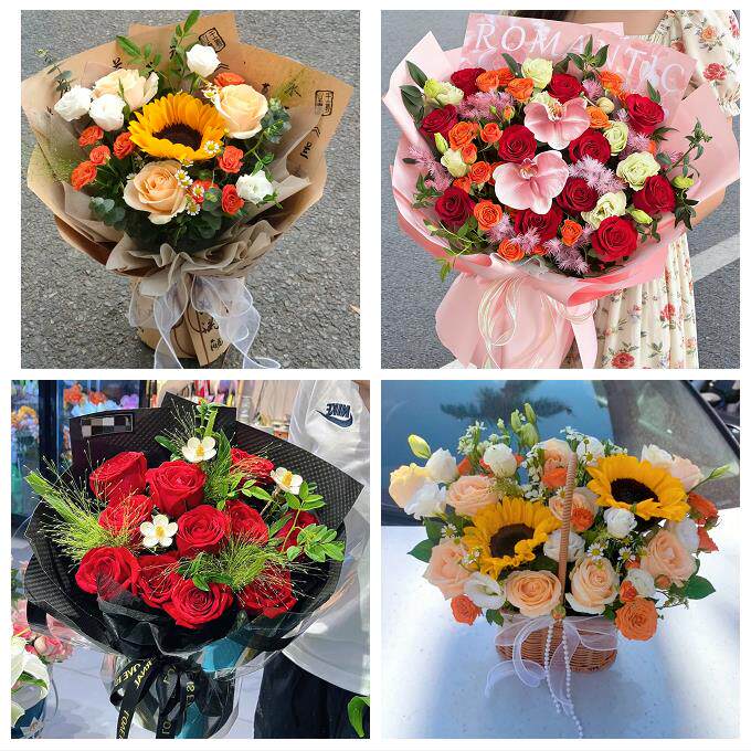 宁夏省吴忠市同心县青铜峡市同城鲜花店订玫瑰向日葵混搭生日花束