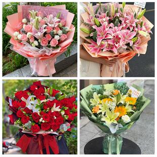 上海市浦东新区高桥北蔡合庆鲜花店同城配送朋友生日玫瑰百合花束
