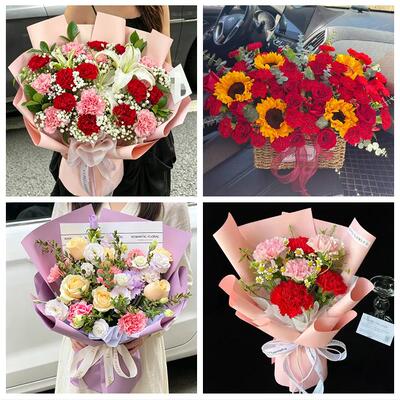 送九江市庐山市都昌县湖口县同城鲜花店送父母亲节康乃馨百合花束
