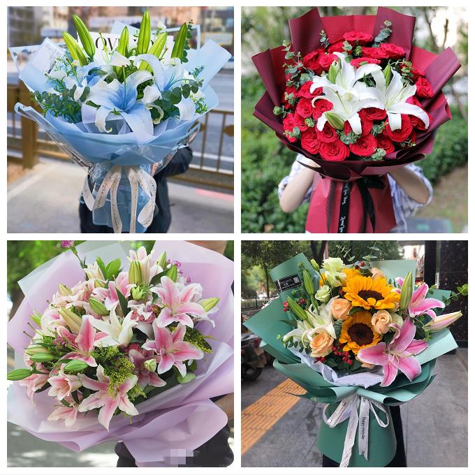 辽宁阜新市海州区新邱区太平区同城鲜花店送老婆玫瑰百合生日花束