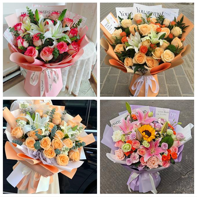 送洛阳市洛宁县伊川县偃师市鲜花店同城配送朋友生日玫瑰百合花束