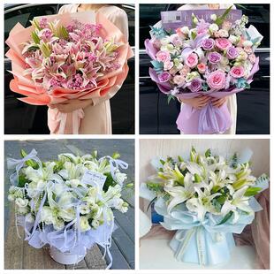 上海市浦东新区书院万祥老港鲜花店同城配送朋友生日玫瑰百合花束