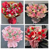 乌鲁木齐市天山区沙依巴克区同城鲜花店订38妇女节康乃馨百合花束