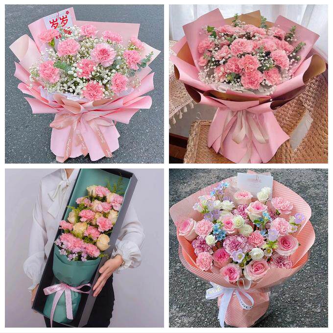 烟台市蓬莱招远栖霞市海阳市同城鲜花店订38妇女节康乃馨百合花束