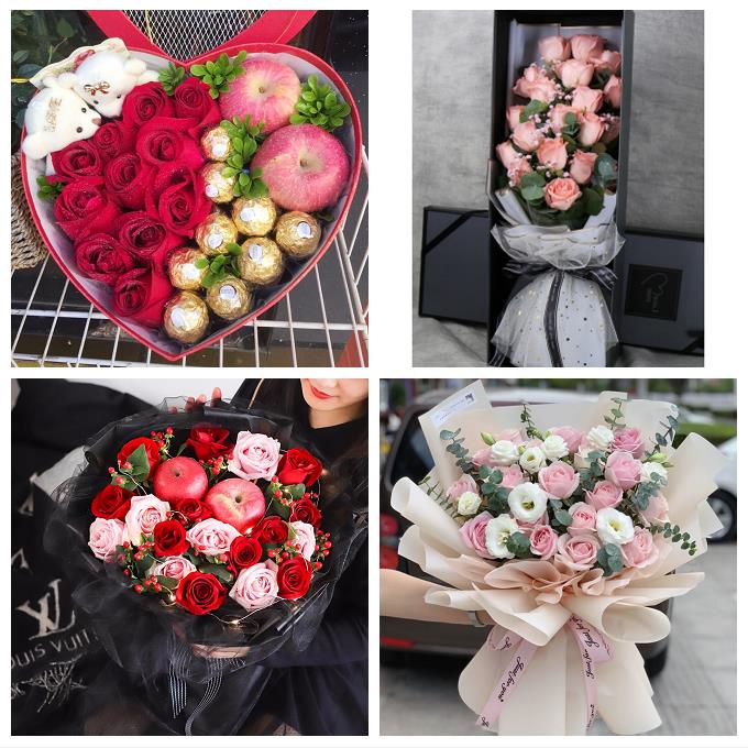 吕梁方山中阳交口县孝义汾阳同城鲜花店送女友平安夜圣诞玫瑰礼盒