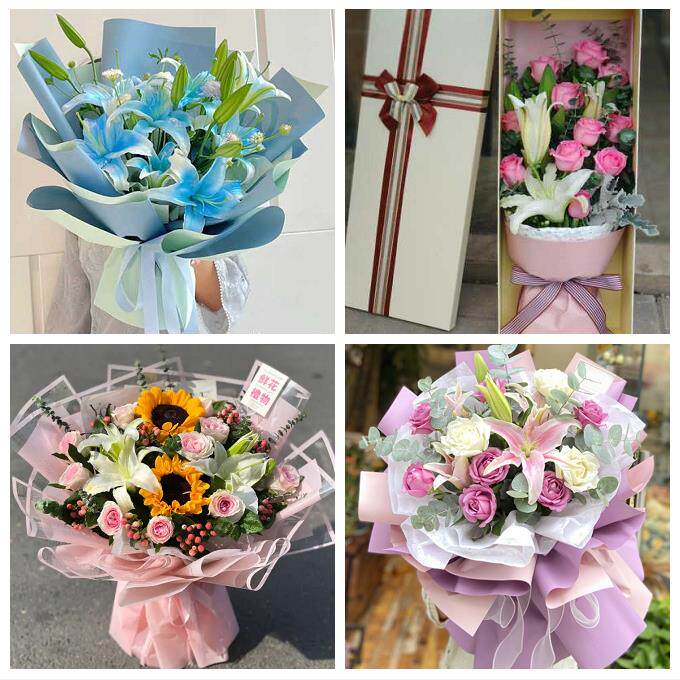 广州市白云黄埔区番禺花都区鲜花店同城配送老婆香水百合玫瑰花束