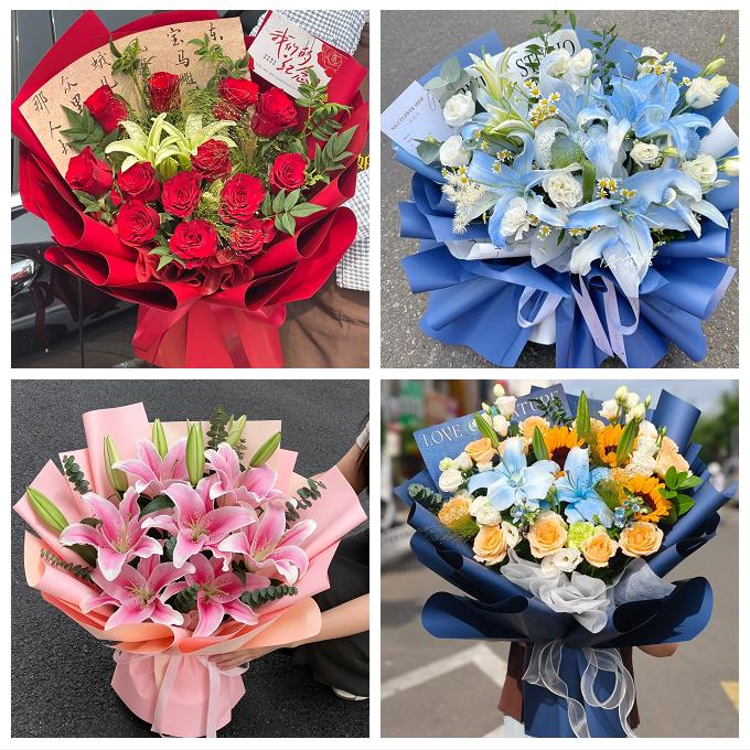 送濮阳市华龙区清丰县南乐县鲜花店同城配送朋友生日玫瑰百合花束 - 实物图