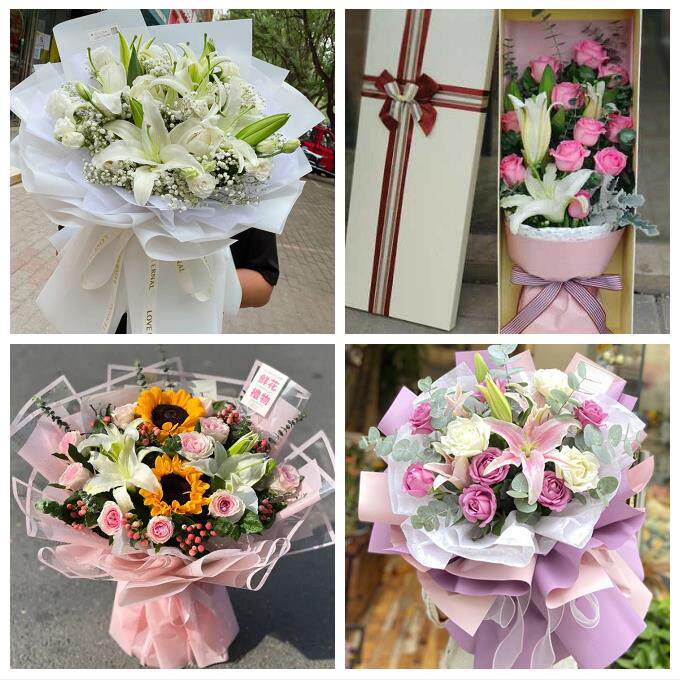 送苏州市虎丘区吴中区相城区鲜花店同城配送老婆香水百合玫瑰花束