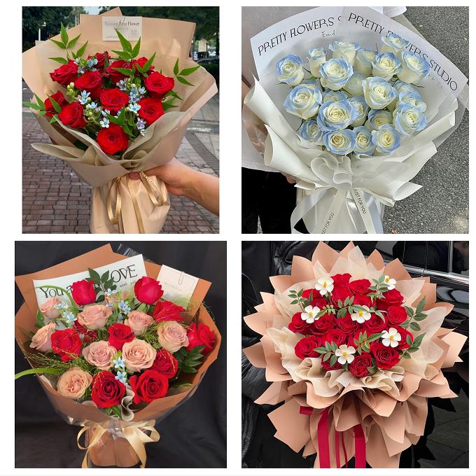 送大庆市红岗区大同区肇州县鲜花店卡布碎冰蓝紫玫瑰花束同城配送