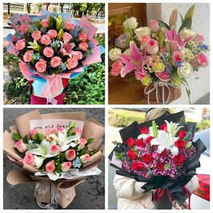 湖北十堰市郧西县竹山县竹溪县鲜花店同城送玫瑰香水百合生日花束