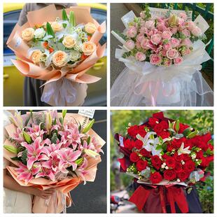 送晋中市平遥县灵石县介休市鲜花店同城配送朋友生日玫瑰百合花束