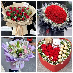 阜阳市太和阜南颍上县界首市花店同城配送女友生日情人节玫瑰花束