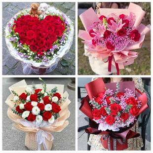 湖南怀化市辰溪县溆浦县会同县同城鲜花店订33朵玫瑰送情人女朋友