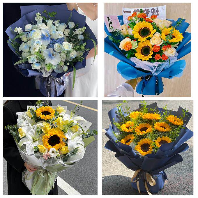 江门市蓬江江海新会区台山市同城鲜花店订玫瑰向日葵混搭生日花束