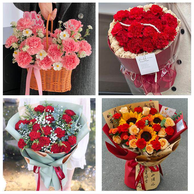 南昌市湾里区青山湖区南昌县同城鲜花店订38妇女节康乃馨百合花束