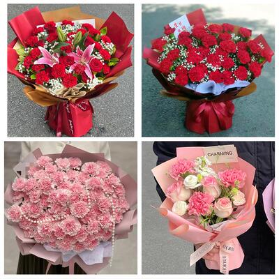 酒泉市肃州区金塔瓜州肃北县同城鲜花店订38妇女节康乃馨百合花束