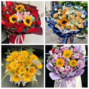 梧州市苍梧蒙山县藤县岑溪市同城鲜花店父亲节向日葵花束男士生日