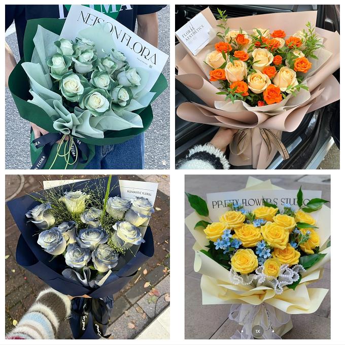 上海长宁区程家桥北新泾新泾鲜花店卡布碎冰蓝紫玫瑰花束同城配送