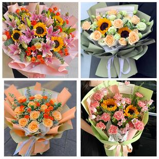 天津河东上杭路东新街鲁山道同城鲜花店父亲节向日葵花束男士生日
