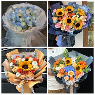 送德州市武城县乐陵市禹城市同城鲜花店父亲节向日葵花束男士生日